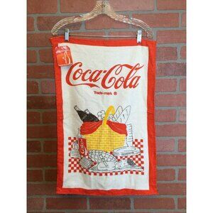 Vintage 90s Coca Cola towel picnic scene hand golf sports workout